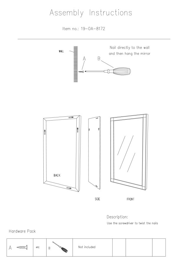 19-OA-8172 Зеркало прямоугольное отделка цвет золото 74*104см — изображение 4