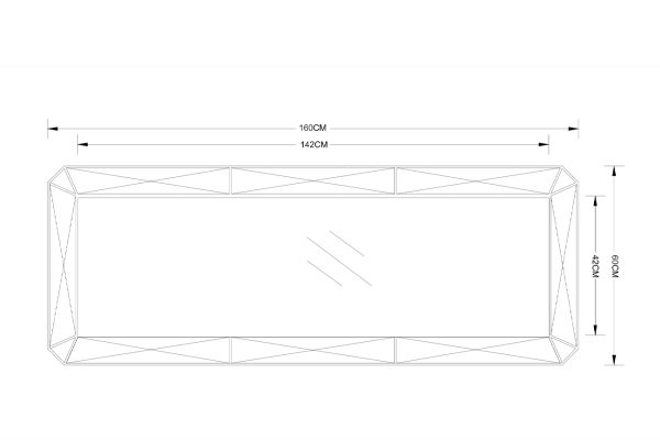 19-OA-9186 Зеркало с фактурной зеркальной отделкой 60*160см — изображение 3