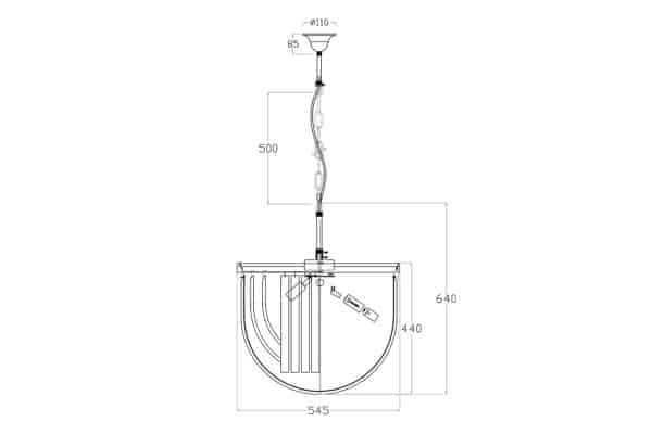 20MD3279-6 Светильник потолочный стекло/серебро d54*64см — изображение 3