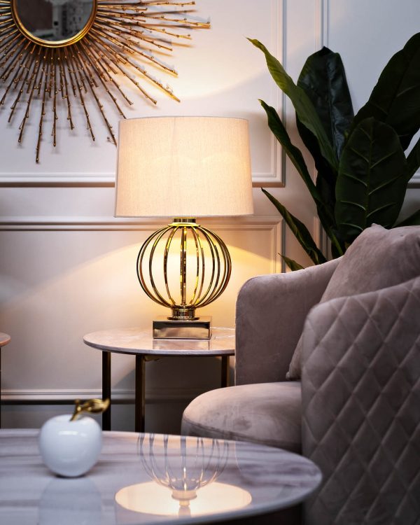 22-86949 Лампа настольная плафон золотистый d40*70см — изображение 3