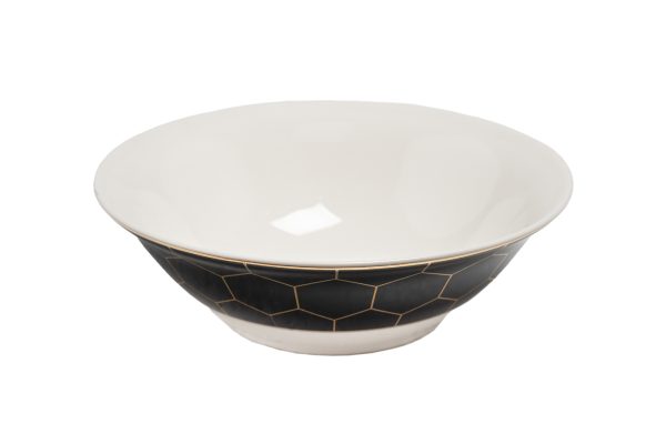 26FC-SAL-HONEYCOMB-15 Салатник HONEYCOMB чёрно-золотая деколь 15см (6)