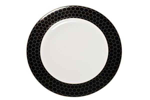 26FC-TAR-HONEYCOMB-26 Тарелка обеденная HONEYCOMB чёрно-золотая деколь 26см (2) — изображение 2