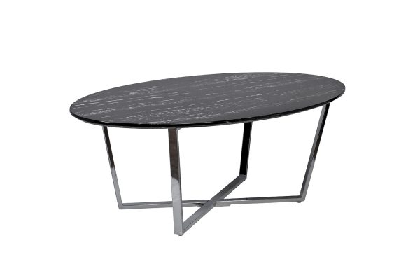 30B-85511 Стол журнальный овальный черный / хром 120*65*41см — изображение 2