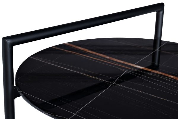 30B-872 BL Стол журнальный d80*45 с полкой, черный — изображение 3