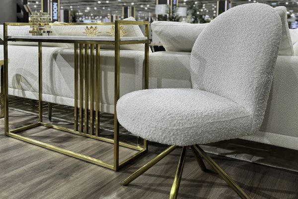 30C-12390 Стул обеденный поворотный букле белый 66*51*91см — изображение 5