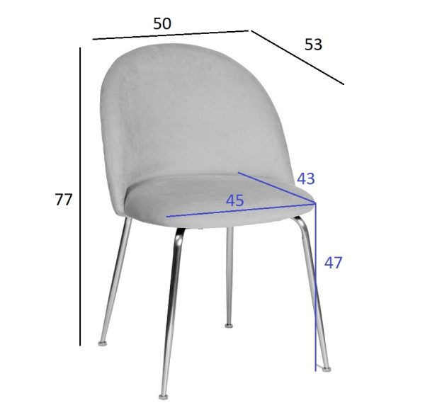 30C-301-1G OLV Стул велюр оливковый, мет.ножки 50*53*77см — изображение 4