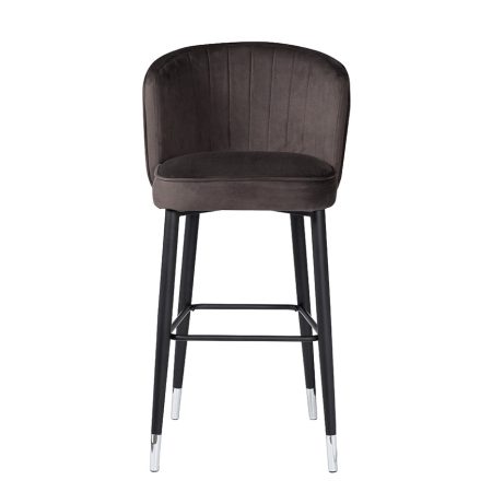 30C-309W SER Cтул барный велюр серо-коричневый 54*54*106см с ч/б спинкой