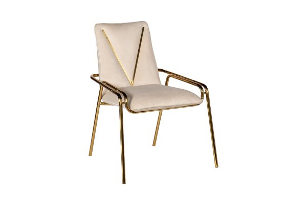 30C-DR-20013C CR Стул велюр кремовый 63*65*85см с V-декором — изображение 2