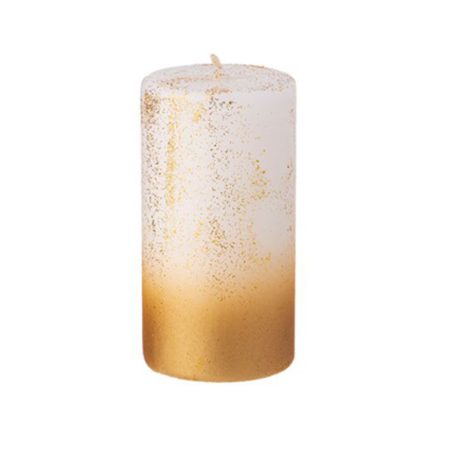 315-327 Свеча столбик белая с золотом d5*8 см