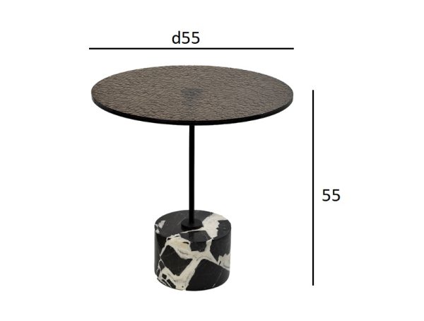 33FS-08100 Стол журнальный стекло / черный мрамор d55*55см — изображение 4