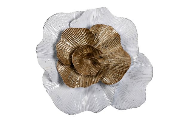 37SM-0662 Декор настенный "Цветок" бело-золотой 24