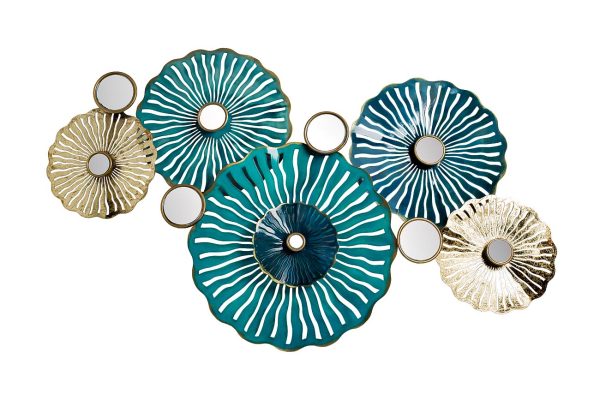 37SM-0879 Настенный декор Цветы лазурно-золотистые115