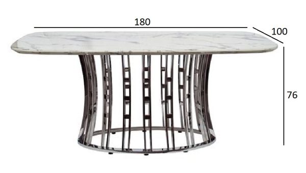 45EX-DT122-1 Стол обеденный светло-серый 180х100х76см (МДФ) — изображение 4