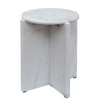 46AS-5718 Стол журнальный белый мраморный d45*55см