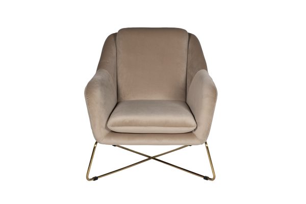 46AS-AR2976-BG Кресло велюр бежевый/мат.зол. 75*87*80см