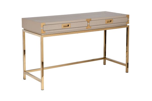 46AS-D4084-TP Стол письменный светлый шпон/золото 130*50*78см — изображение 2