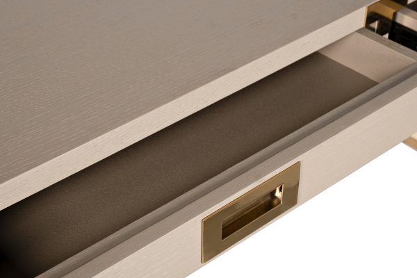 46AS-D4084-TP Стол письменный светлый шпон/золото 130*50*78см — изображение 5