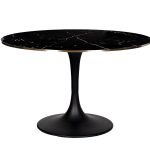 46AS-DT5042-BL Стол обеден. мрам.стек/черн.мет.с мат.зол d120*76