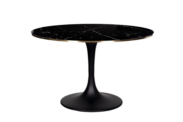 46AS-DT5042-BL Стол обеден. мрам.стек/черн.мет.с мат.зол d120*76