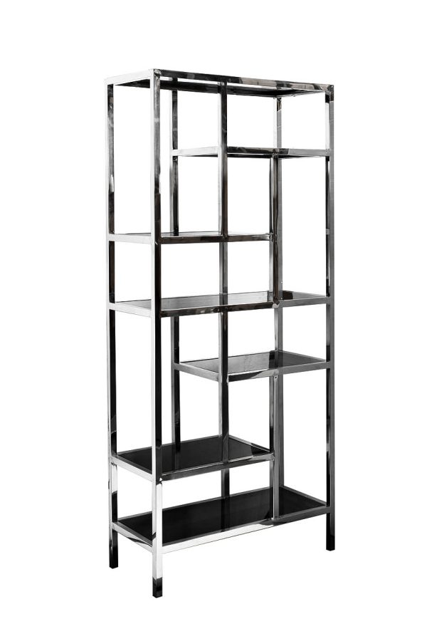 46AS-SH1076-SILVER Стеллаж серебристый/темн.ст. 80*35*180см — изображение 2
