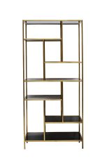 46AS-SH1452-GOLD Стеллаж золотистый/темн.ст. 80*35*180см