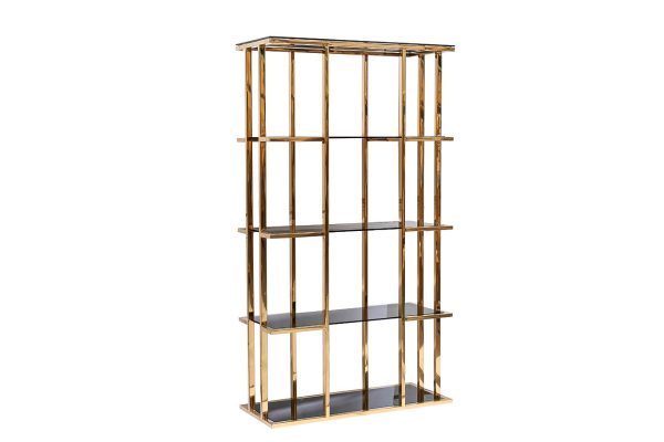 46AS-SH1537-GOLD Стеллаж золотистый/темн.ст. 100*40*180см — изображение 2