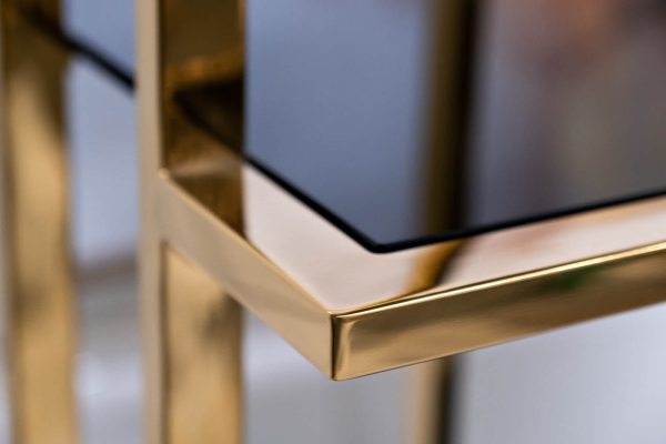 46AS-SH1537-GOLD Стеллаж золотистый/темн.ст. 100*40*180см — изображение 3