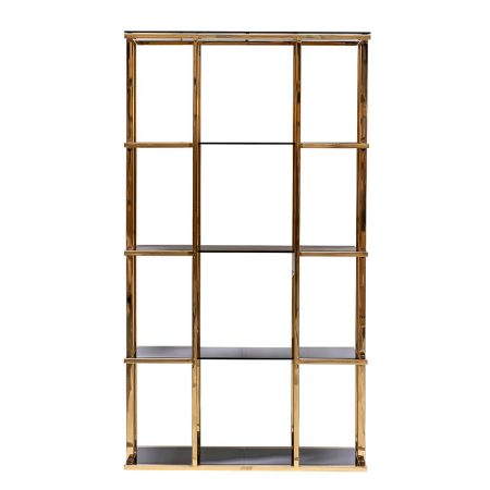 46AS-SH1537-GOLD Стеллаж золотистый/темн.ст. 100*40*180см