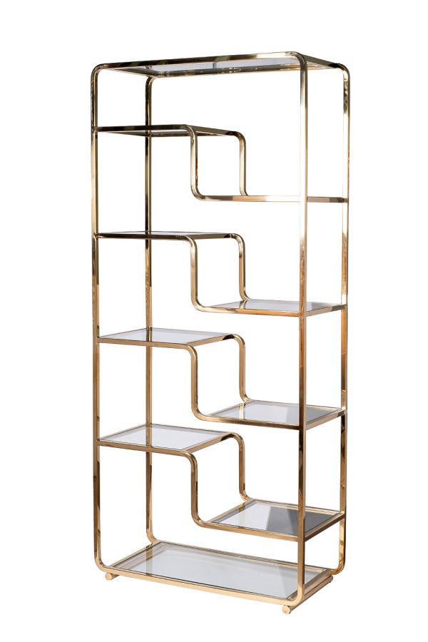 46AS-SH1652-GOLD Стеллаж золотистый/прозр. стекло 90*40*200см — изображение 2