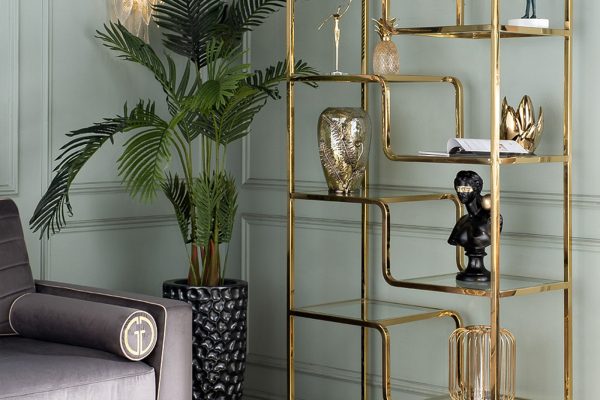 46AS-SH1652-GOLD Стеллаж золотистый/прозр. стекло 90*40*200см — изображение 5