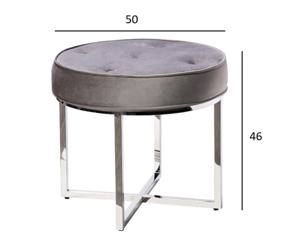 47ED-003BAN-SER Банкетка серый велюр/хром d50*46см — изображение 4
