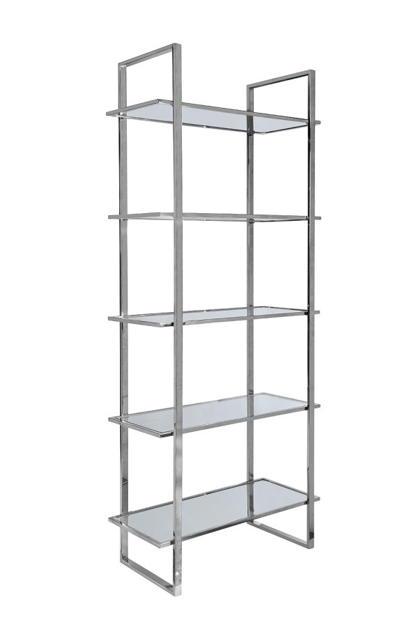 47ED-00400 Стеллаж прозр.стекло/хром 81*40*200см — изображение 2