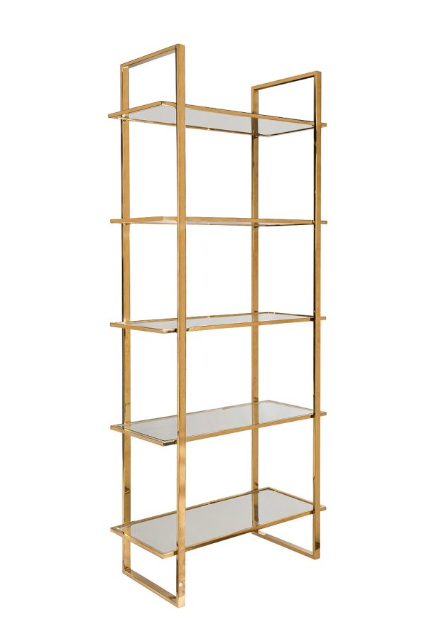 47ED-00401 Стеллаж прозр.стекло/золото 81*40*200см — изображение 2