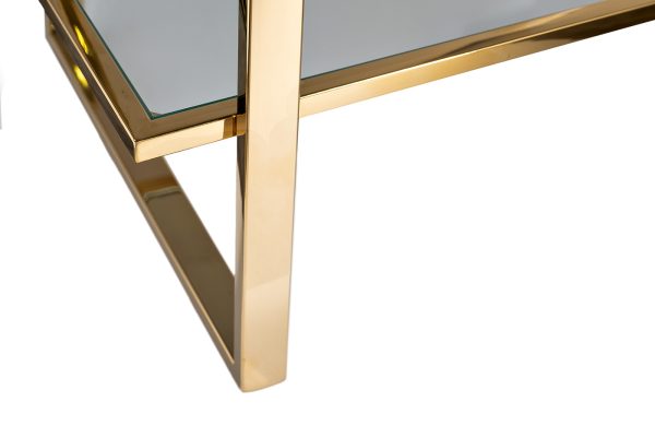 47ED-00401 Стеллаж прозр.стекло/золото 81*40*200см — изображение 3