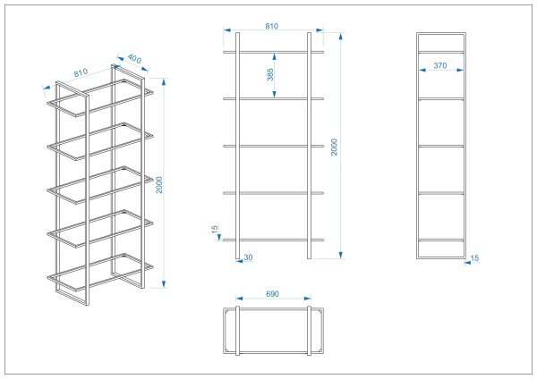 47ED-00401 Стеллаж прозр.стекло/золото 81*40*200см — изображение 5