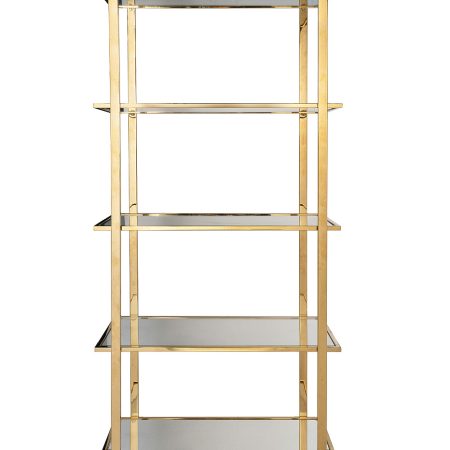 47ED-00401 Стеллаж прозр.стекло/золото 81*40*200см