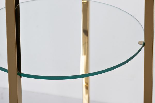 47ED-00501 Стеллаж прозр.стекло/золото 53*53*183см — изображение 3