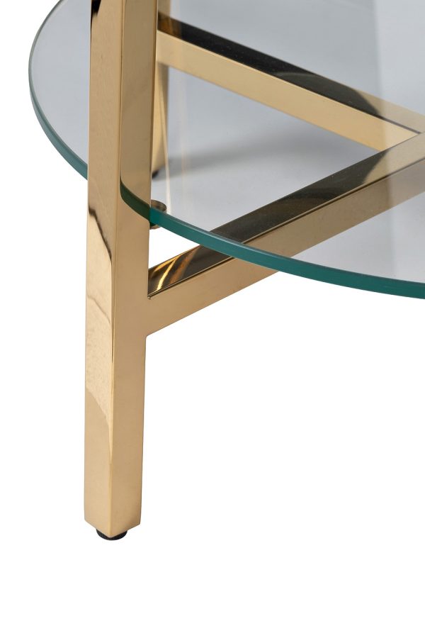 47ED-00501 Стеллаж прозр.стекло/золото 53*53*183см — изображение 4