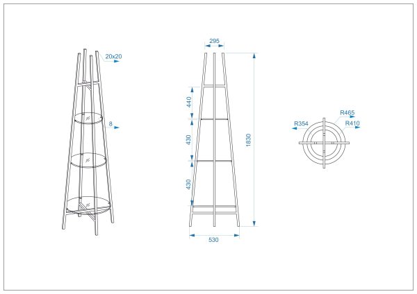 47ED-00501 Стеллаж прозр.стекло/золото 53*53*183см — изображение 5