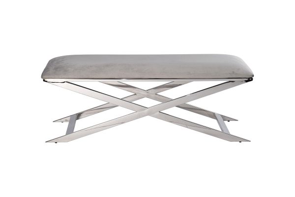 47ED-019BAN-SVSER Банкетка св.-серый велюр/хром 120