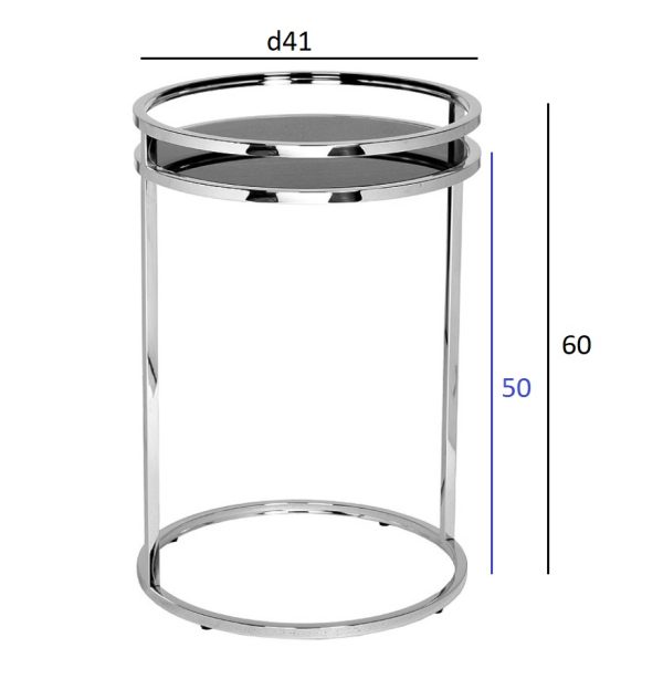47ED-07900 Стол журнальный черное стекло/хром d41*60см — изображение 3