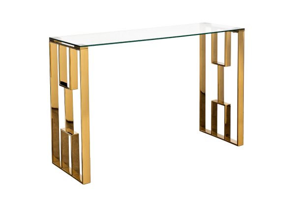 47ED-08201 Консоль прозр.стекло/золото 120*40*78см — изображение 2