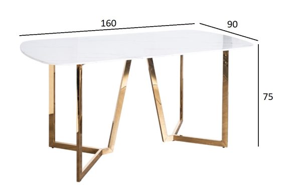 47ED-20501 Стол обеденный белый/золото 160*90*75см — изображение 5