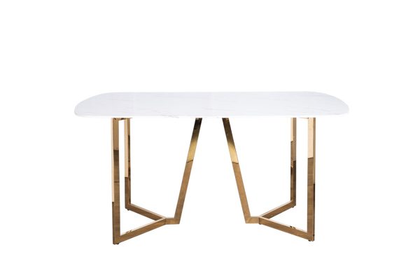 47ED-20501 Стол обеденный белый/золото 160*90*75см