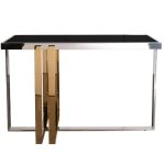 47ED-20900 Консоль черн.стекло/хром+золото 120*40*78см