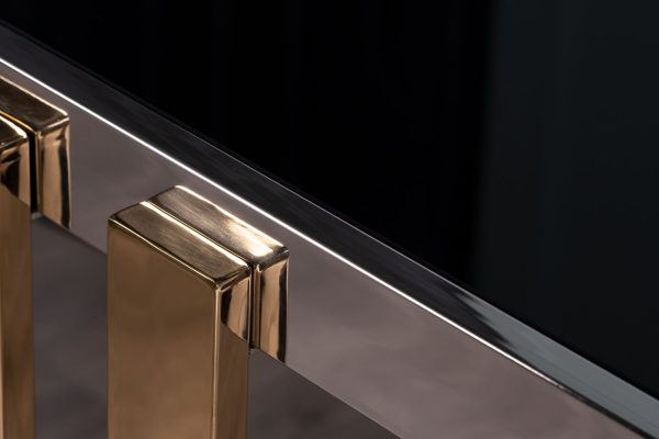 47ED-20900 Консоль черн.стекло/хром+золото 120*40*78см — изображение 3