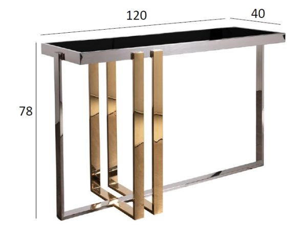 47ED-20900 Консоль черн.стекло/хром+золото 120*40*78см — изображение 5