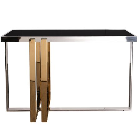 47ED-20900 Консоль черн.стекло/хром+золото 120*40*78см