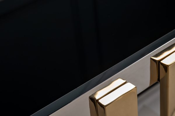 47ED-20910 Стол журнальный черн.стекло/хром+золото 120*60*40см — изображение 3