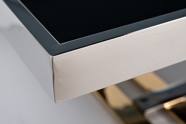 47ED-20910 Стол журнальный черн.стекло/хром+золото 120*60*40см — изображение 4